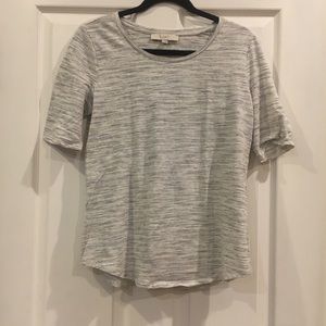 Loft Cotton Blend Gray Striped T-shirt
